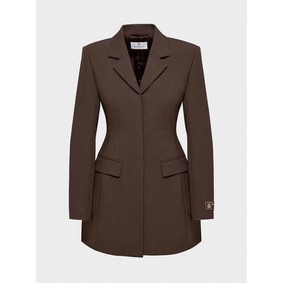 Aritzia Babaton Autograph Office Siren Brown Minimilist Suit Blazer Dress - Picture 4 of 11